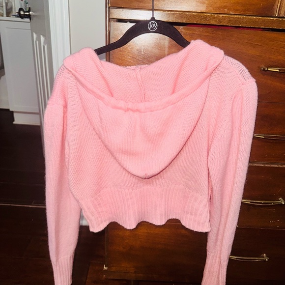 👑 CUTE Y2K Size XS Cropped Pink Hooded Women's Sweater - Picture 7 of 7